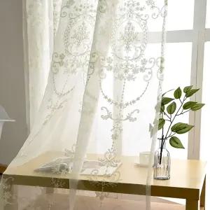북유럽 클래식 린넨 레이스커튼 자수 속커튼 가리개 거실