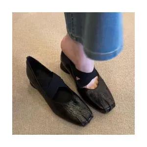 여성용 플랫 신발 양가죽 빈티지 수제 발레 단화 스트랩 통굽 화 메리제인 KS5