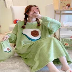 극세사수면잠옷 잠옷세트 겨울 여성 원피스 홈웨어