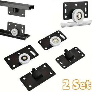 미닫이문롤러 슬라이딩 도어 2세트 옷장 롤러 수납장 풀리 찬장 캐스터 휠 알루미늄 레일 러너