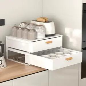 약정리수납장 철제슬라이딩수납함 슬라이딩수납함 2단 서랍장 싱글 그릇 다용도 서랍 보관함