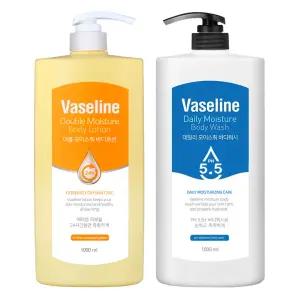 바세린 바디로션 더블 모이스춰 1000ml+바디워시 1000ml