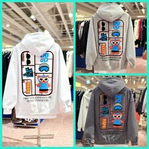 더블제이디 (남녀공용) 프라모델 부클 하입보이 곰돌이 루즈핏 후드 티셔츠 JGET30904