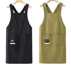 방수앞치마 크로스끈 심플 포켓 주방 카페 작업용 어깨편한 앞치마 2색상 인쇄가능