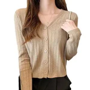 루즈핏가디건 데일리 크롭 가디건 브이넥 골지 여성 간절기 겉옷