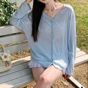 데이트 룩 코디 여자 시스루 브이넥 가디건 루즈핏 여자가디건비치가디건