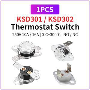 KSD301 0-300도 세라믹 10A 16A 250V 정상 폐쇄 개방형 온도 스위치 조절기 45C 75C 85C 90C 135C 220C 300