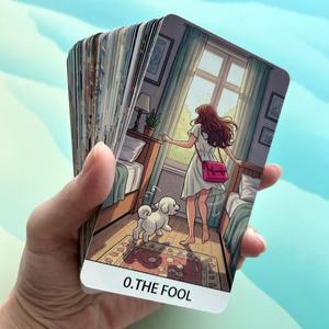 일상생활 78PCS 70*120mm 타로 카드 PDF 가이드 현대 테마 작업 사랑 부자운단 룬 게임
