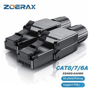 ZoeRax Cat8 Cat6a 커넥터 RJ45 도구  산업용 이더넷 간편한 잭 차폐 모듈형 종단 플매트 카펫 러그-1PCS