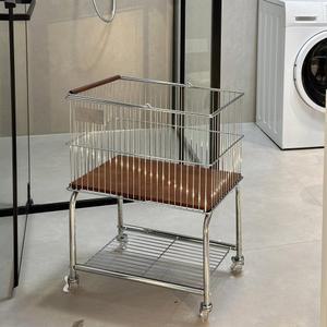 이동식 철제 빨래 바구니 옷통 선반 화장실 수납합 대용량 세탁