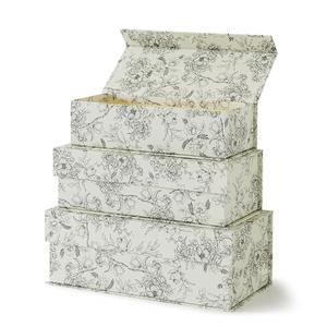 뚜껑이 있는 소울 & 레인 장식 보관함, 가정용 및 문서용 골판지 상자 3개 세트, 자석 잠금 장치가 기념품 사진 우아한 플로럴