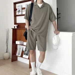 남성 가볍고 깔끔한 카라넥 세트 양쪽포켓 시원한 셋업 꾸안꾸 반팔 반바지