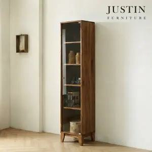 [저스틴퍼니처]오큰 러버우드 원목 유리 장식장(400)