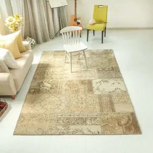 유니온카페트 패치워크카펫 베이지 200x300cm (터키산 순모 소재의 고풍스러운 엔틱러그)