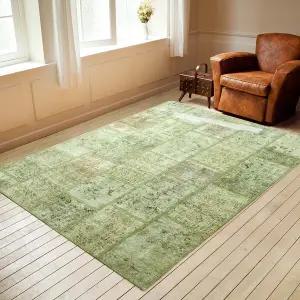 유니온카페트 패치워크카펫 Green 170x240cm (터키산 순모 소재의 고풍스러운 엔틱러그)