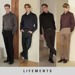 라이프먼츠 남성 기모 반오픈 셔츠 4종