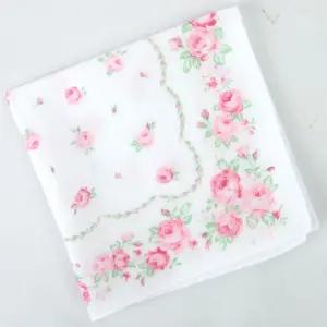 일본 가제손수건 타올 테누구이 (정사각) (큰장미 핑크) 10일제 답례품 예쁜 단체사은품 증수건 증품 얇은