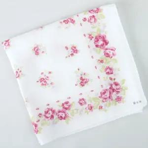 일본 가제손수건 타올 테누구이 (정사각) (작은장미 핑크) 10일제 답례품 예쁜 단체사은품 증수건 증품 얇