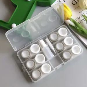 대용량 렌즈케이스 여행용 콘택트렌즈 보관함 수납 케이스 휴대용 렌즈통 식염수통 집게 포함
