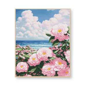 DIY 동백꽃과 운해 40X50 캔버스 보석십자수
