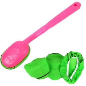 36cm 자루 등밀이 세트 때타올+리필3개 셀프등때밀기 때수건 손잡이