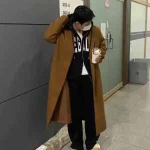 남자 여자 울 박시핏 어깨패드 테일러드 맥시 롱코트