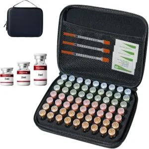 63 슬롯 1-3ml 펩타이드 바이알 보관 케이스 주사기 및 젖은 종이 휴대용 포켓 디자인 블랙 오렌지 지퍼