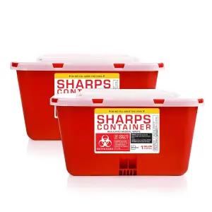 샤프 컨테이너 대형 - 가정용 및 실험실용 휴대용 바늘 폐기 여행용 바이오해저드 빈 1갤런(2팩)