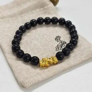 비휴팔찌 흑요석 비휴 염주 재물운 팔찌 8mm 파우치 증정