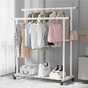 1단 2단 철제 선반형 이동식 행거 스탠드 원룸 옷걸이