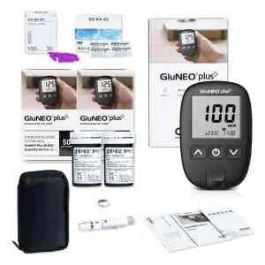오상헬스케어 글루네오 플러스 혈당측정기 세트 I시험지100매+침100개+솜100매 포함I