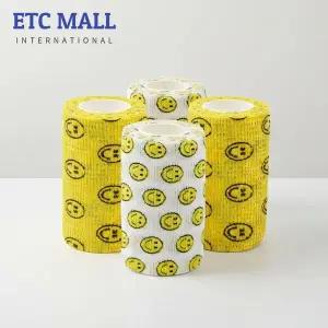 이티씨몰 자가점착 밴드 10cm 압박붕대 패턴 스마일 2종 스마일 옐로우 스마일화이트 3+1