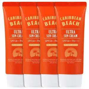 캐리비안비치 톤업 저자극 선크림 60ml 4개 대용량 자외선차단제 얼굴 바디 썬크림