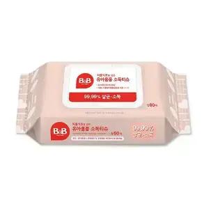 비앤비 자몽식초 유아용품 소독티슈 캡형 60매 x1팩 세정 안심제균