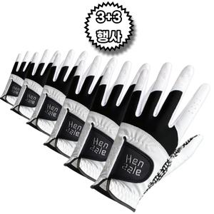 3+3 헨즐 남성 여성 합성피혁 연습용 비올때 우천시 여름 좌손 우손 골프장갑 6장