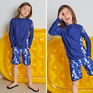 아이스샌드 주니어 아동 남아 래쉬가드 세트+플랩캡 3피스 초등학생 수영복 BR8817