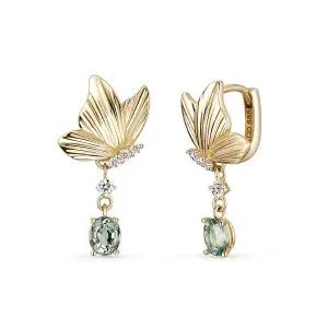 [도로시] 14k 솔라 아이레 나비 드롭 링귀걸이_랩 다이아몬드