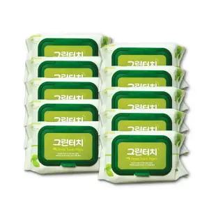 그린터치물티슈 100매 캡형  10개 국산 아기 유아 대용량물티슈 물티슈100매