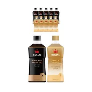 할리스 블랙아리아 아메리카노 550ml, 6입, 1개+바닐라딜라이트 로우슈거 450ml, 6입, 1개 (총 12개)