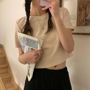 여성 5컬러 심플 소프트 무지 크롭 반팔 티셔츠 LK-T025 여성티셔츠/여자반팔/패션반팔/반팔티셔츠/여름티