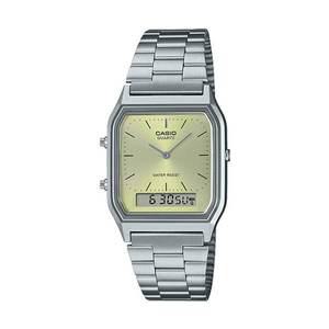 [카시오] AQ-230A-9A 공용 스퀘어 메탈 레트로 손목 시계