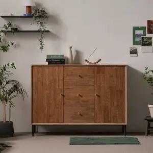 나무뜰 헤이즐 원목 홈카페 다용도 3개서랍 수납장 1200 GM384C (착불)