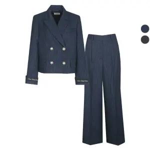 SET 여성 스트라이프 봄가을 정장 자켓+통팬츠 세트