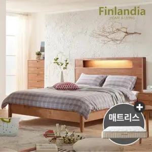 핀란디아 하모니 원목 퀸침대Q+클라우드24매트리스