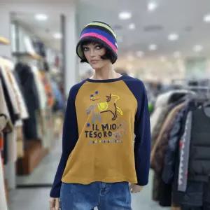 베네통/애플아울렛/소매 엠보싱 나그랑 티셔츠/BATS55461