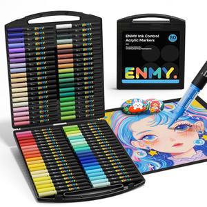 ENMY 80색 아크릴 페인트 마커, 직수 마커 펜, 섬유용 패브릭 캔버스, 바위, 유리, 나무, 종이, DIY, 컬러링 펜 DIY 공예 용품
