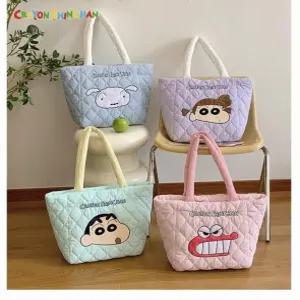 짱구 자수 패딩 핸드백 대용량 귀여운 학생 직장인 여성 토트백 크레용신짱