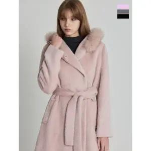 [하프클럽/]럭스 천연폭스퍼 알파카 후드 벨트 코트(퍼탈부착)-사이즈 55~77