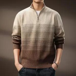 남성 트렌디 아이템 니트 집업 고급 보카시 빈티지 반 차이나넥 가디건 가을 겨울 보온 상의 힛템