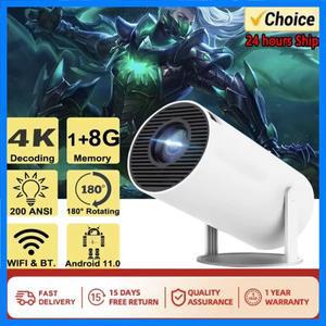 2025년 업그레이드된 HY300PRO 미니 프로젝터 (WiFi & 블루투스 지원) 휴대용 프로젝터 1080P/4K 지원 자동